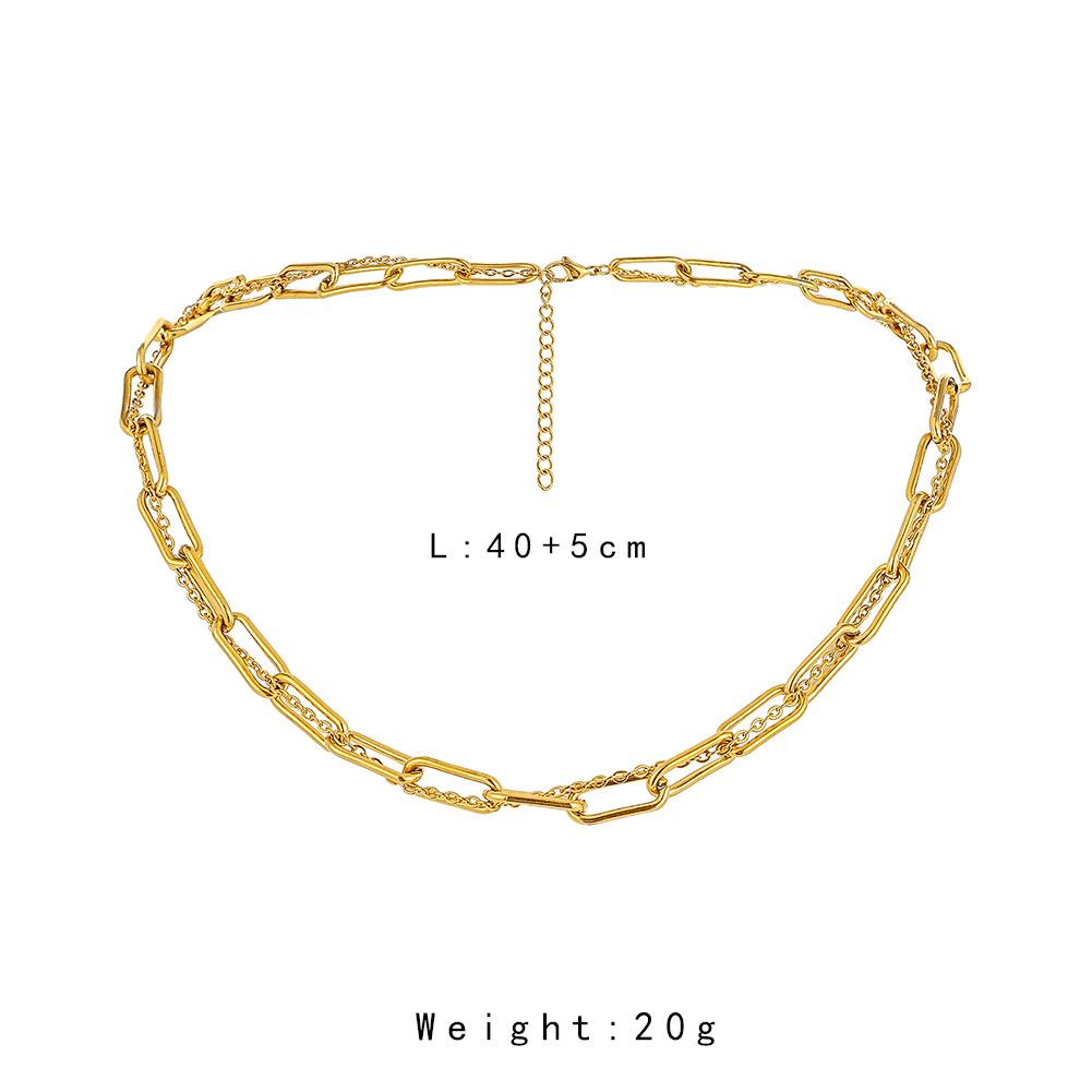 Fashionable stainless steel gold-plated thick chain titanium steel color-preserving simple short double-layer chain collarbone necklace ins