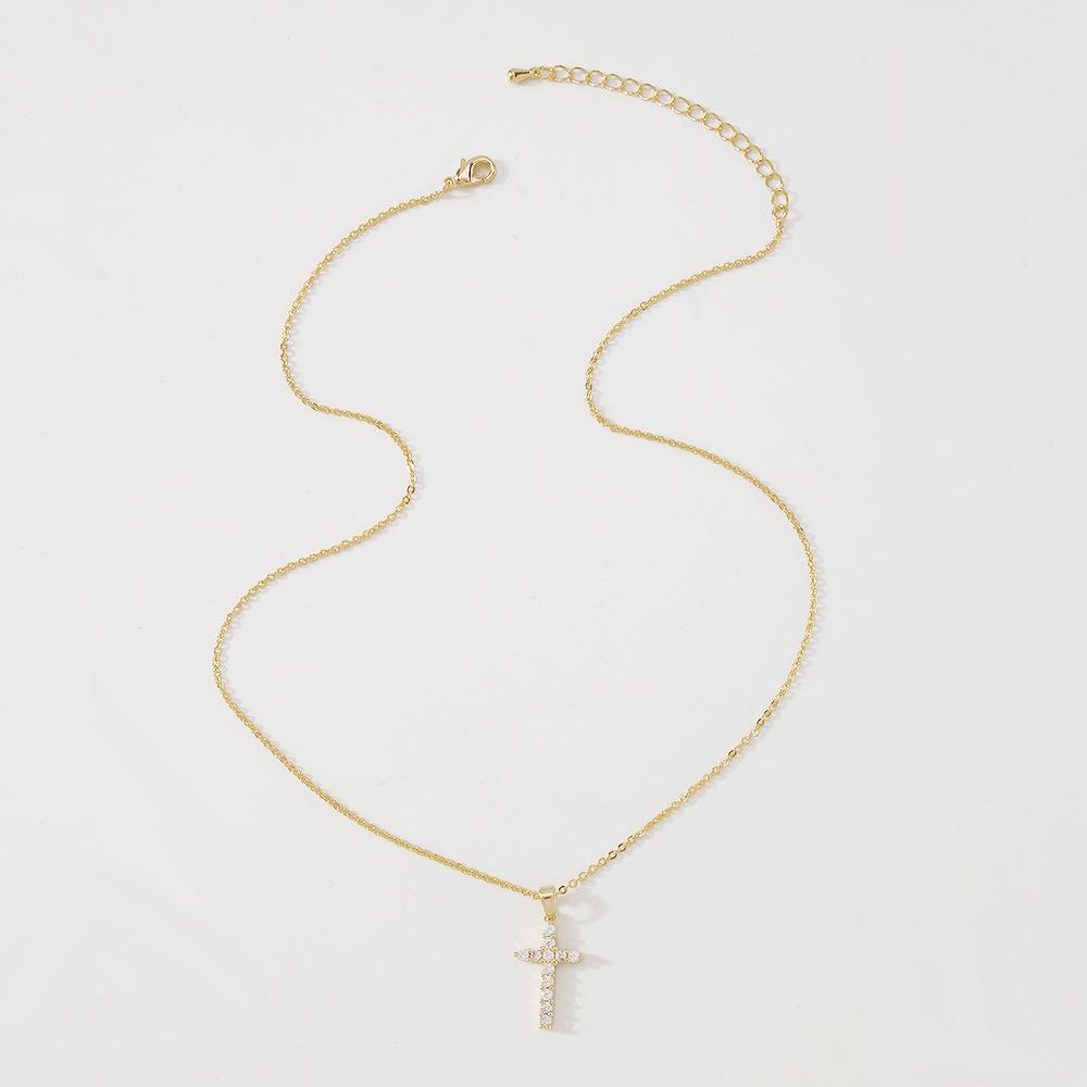 N7575 Simple Net Red Necklace Fashion Cross Pendant Necklace Personality Retro Sweet Clavicle Chain
