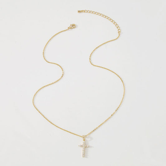 N7575 Simple Net Red Necklace Fashion Cross Pendant Necklace Personality Retro Sweet Clavicle Chain