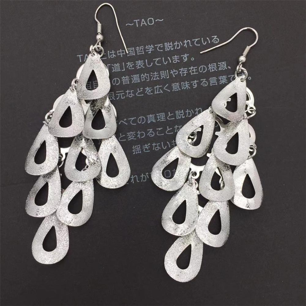 Fashionable Frosted Water Drop String Earrings Long Women Exaggerated Earrings