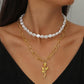 Trendy Personality Double Pearl Rose Necklace Fashion Temperament High Elegance Beautiful Sexy Necklace Women