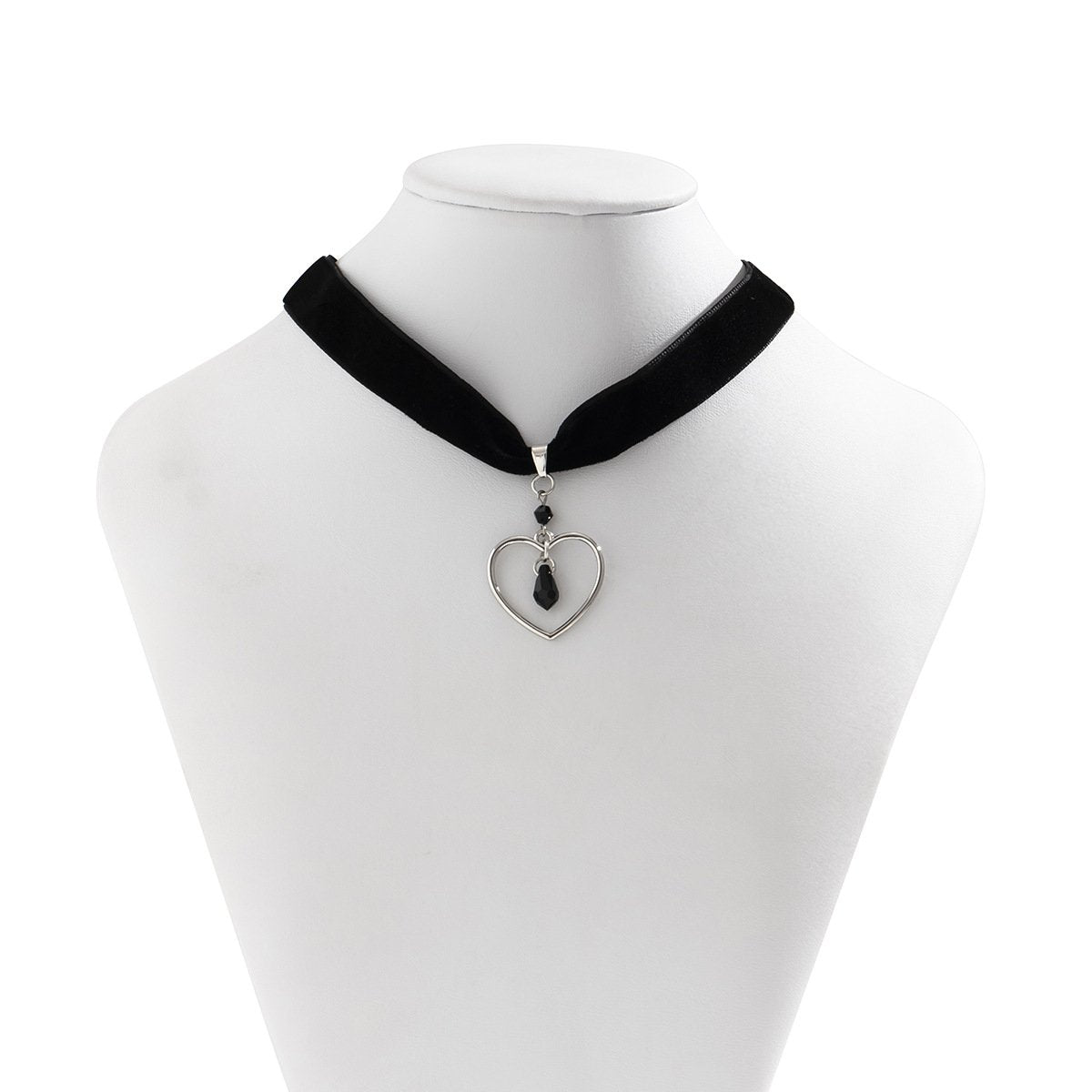 Jewelry sweet cool heart-shaped black imitation crystal necklace female simple velvet drop-shaped pendant necklace