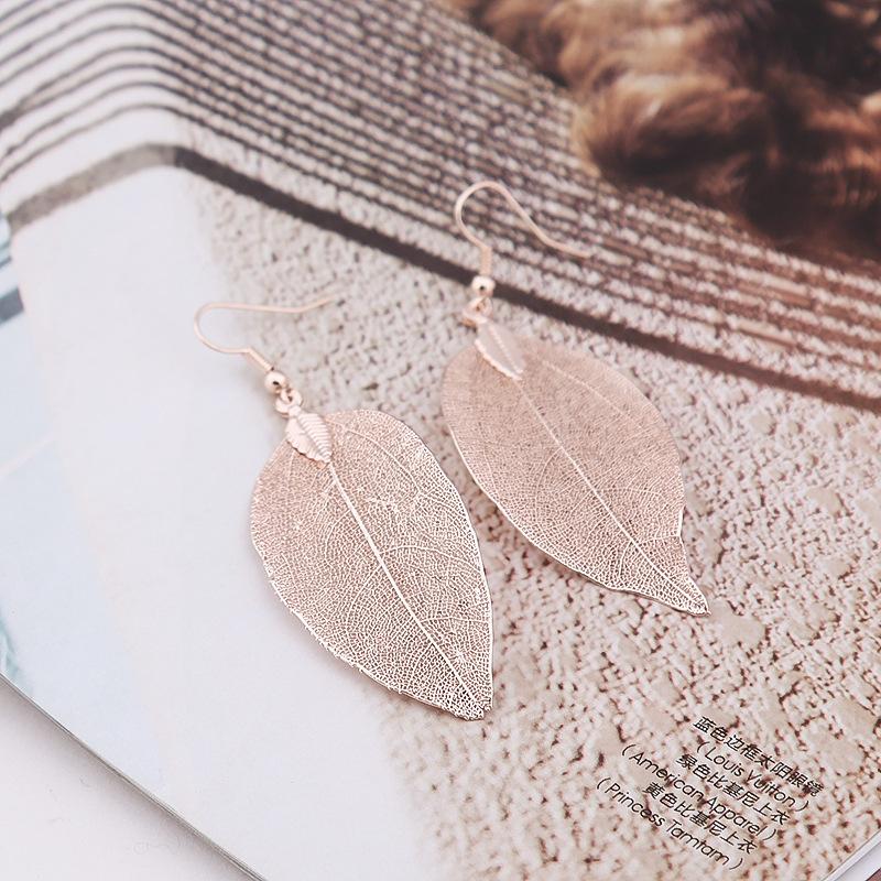 Creative Earrings Simple Leaf Exaggerated Earrings Leaf Plating Ear Jewelry