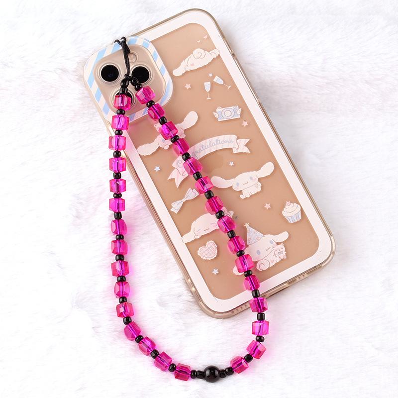 Crystal beaded mobile phone chain short 17cm fashion creative female mobile phone case lanyard