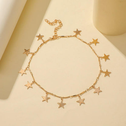 Simple Star Necklace Personality Glossy Pentagram Short Clavicle Necklace Fashion Versatile Cold Necklace