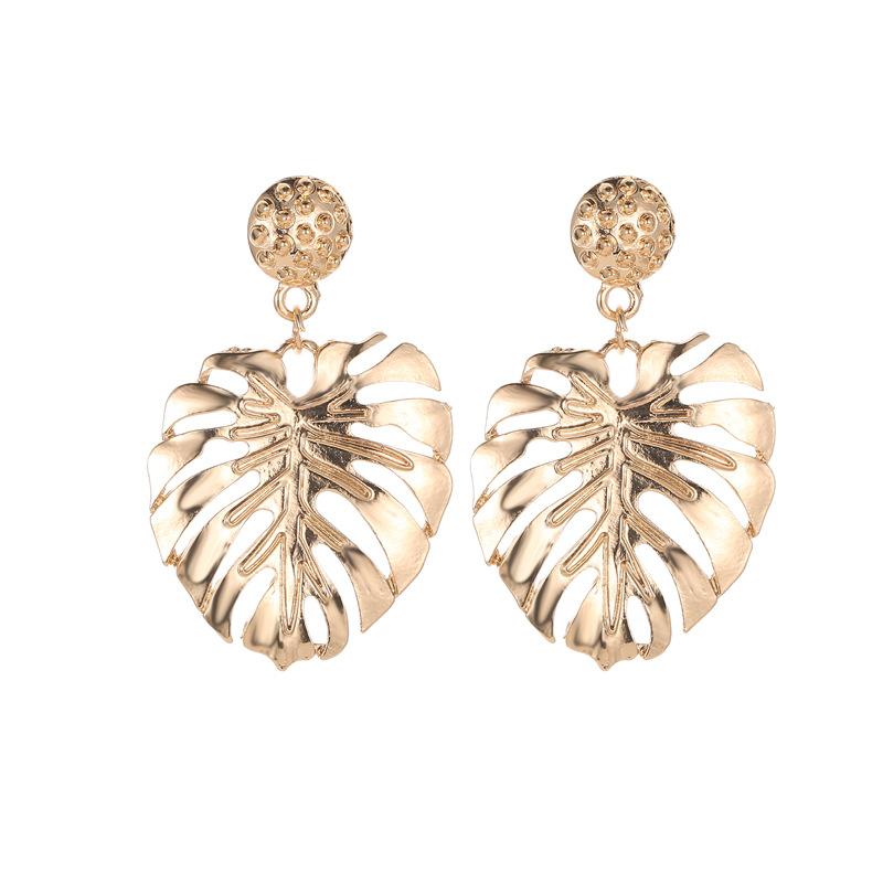Fashion hollow leaf stud earrings national classic style