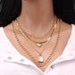 Jewelry Retro Versatile Multi-layer Peach Heart Glossy Trendy Alloy Padlock Necklace Three-piece Set