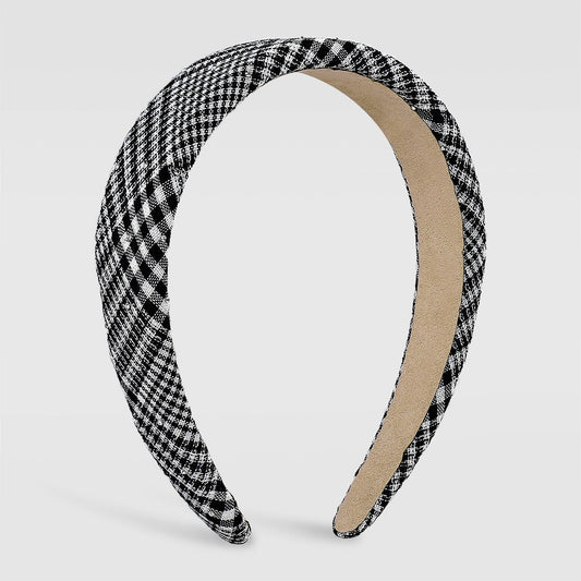 F4249 Retro literary and artistic fashion headband plaid pattern clear wide edge small perfume drill simple headband female