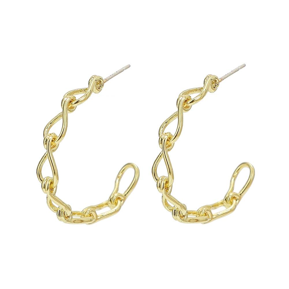 Minimalist metal C-shaped hollow chain earrings ins fashion letter C versatile trendy earrings for women