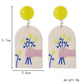 Ins fresh oil painting lattice earrings acrylic plate creative graffiti hand grasping flower earrings jewelry