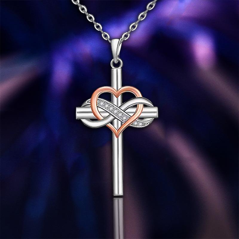 Explosive Jewelry Cross Pendant Necklace Female Heart Shape 8 Religious Belief Clavicle Chain Jewelry