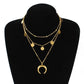 Fashion Jewelry Fashion Horn Circle Pendant Multilayer Bead Necklace For Women