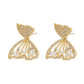 Fashion ol magazine ladies fresh and minimalist atmosphere full of diamonds pearl butterfly wing earrings