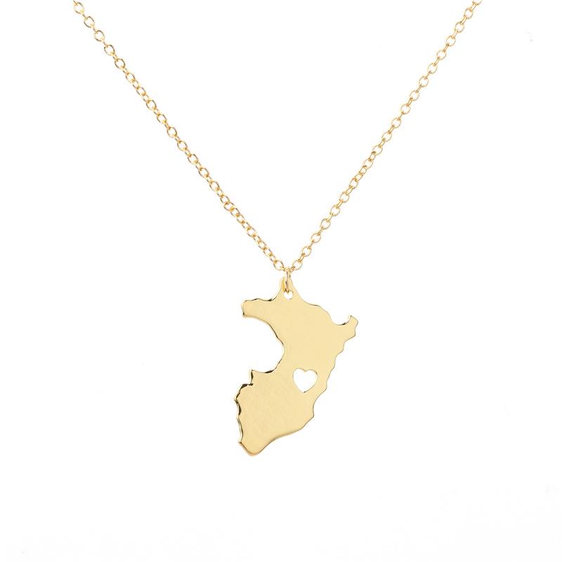 Popular Jewelry Alloy Plating Gold Silver Peru Map Necklace Clearance