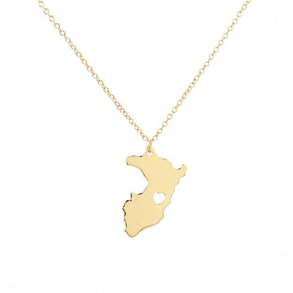 Popular Jewelry Alloy Plating Gold Silver Peru Map Necklace Clearance