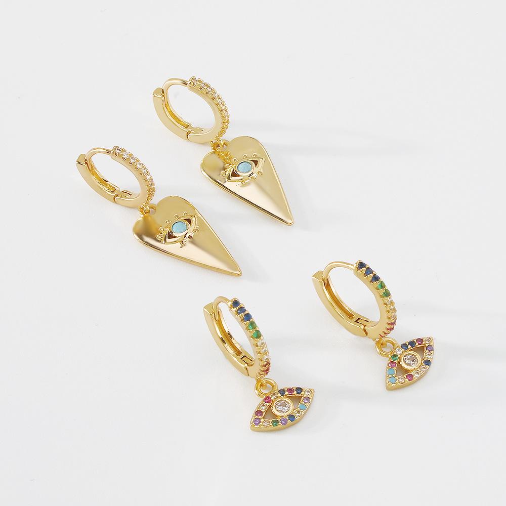 ZE88 Exaggerated Earrings Copper Zircon Devil's Eye Micro-inlaid Temperament Ear Buckle Personality Internet Celebrity Earrings