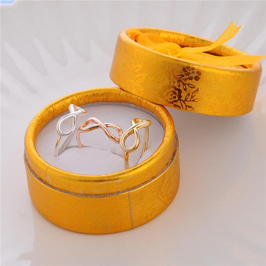 Simple Lucky Number 8 Ring Female Wave Cross Ring Gold Silver Rose Gold Plating Alloy