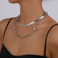 N9298 Exaggerated Metal Short Necklace Simple and Indifferent Double Layered Snake Bone Necklace Chain Pendant