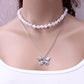 Jewelry personality female worker string Baroque pearl necklace temperament ins multi-layer butterfly necklace