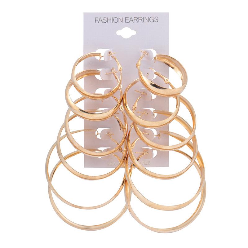 Jewelry earrings 6 pairs of suits Personalized hoop earrings combination One card sells 12 pieces of earrings