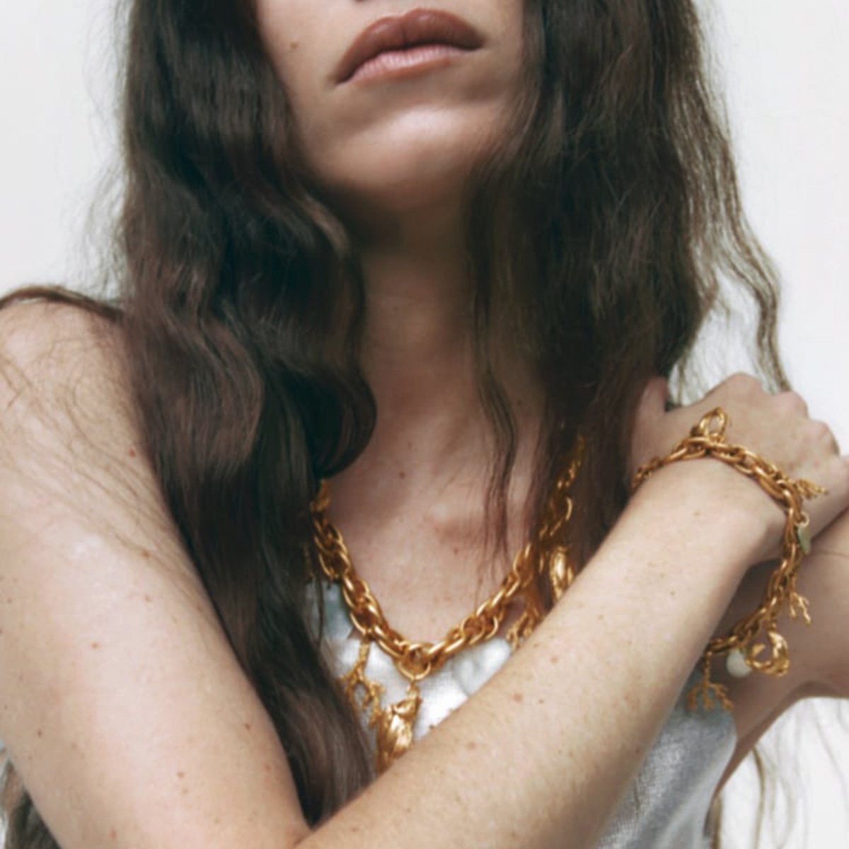N185ZA Exaggerated Trendy Personality Clavicle Necklace Metal Dolphin Branch Creative Small Necklace Hand Jewelry