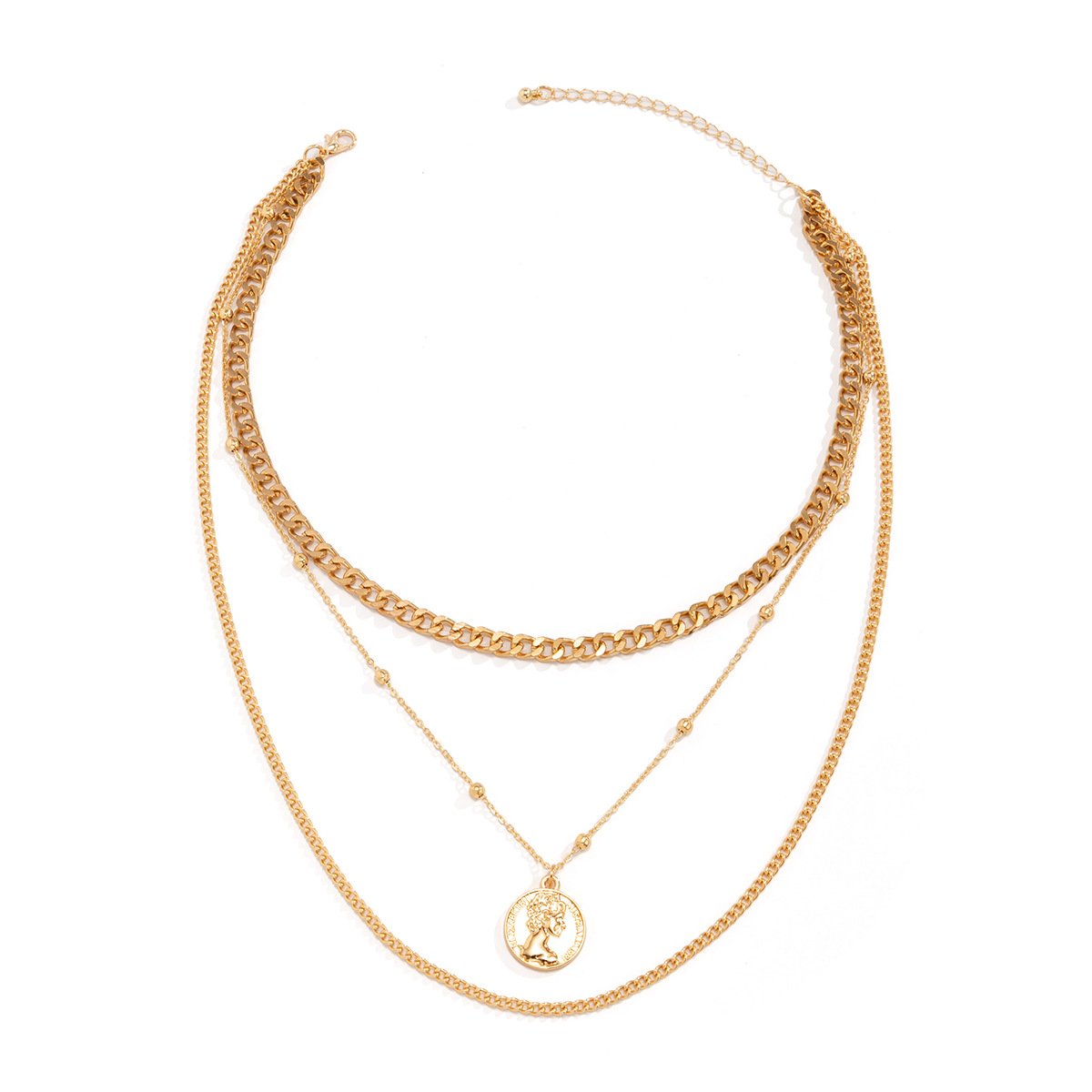 Jewelry Punk Metal Texture Snake Bone Chain Necklace Retro Versatile Portrait Tag Pendant
