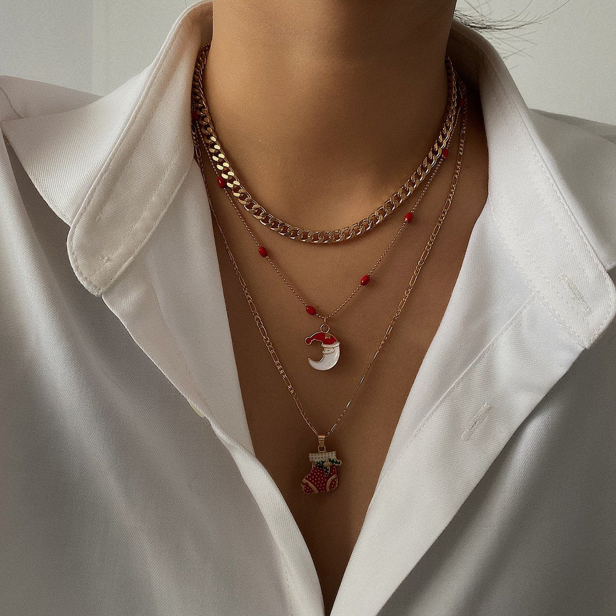 Jewelry Versatile Ball Elk Christmas Necklace Female Simple Christmas Tree Geometric Gift Necklace