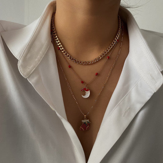 Jewelry Versatile Ball Elk Christmas Necklace Female Simple Christmas Tree Geometric Gift Necklace