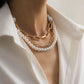 Jewelry Temperament Baroque Shaped Imitation Pearl Necklace Retro Hip Hop Geometric Chain Necklace Female