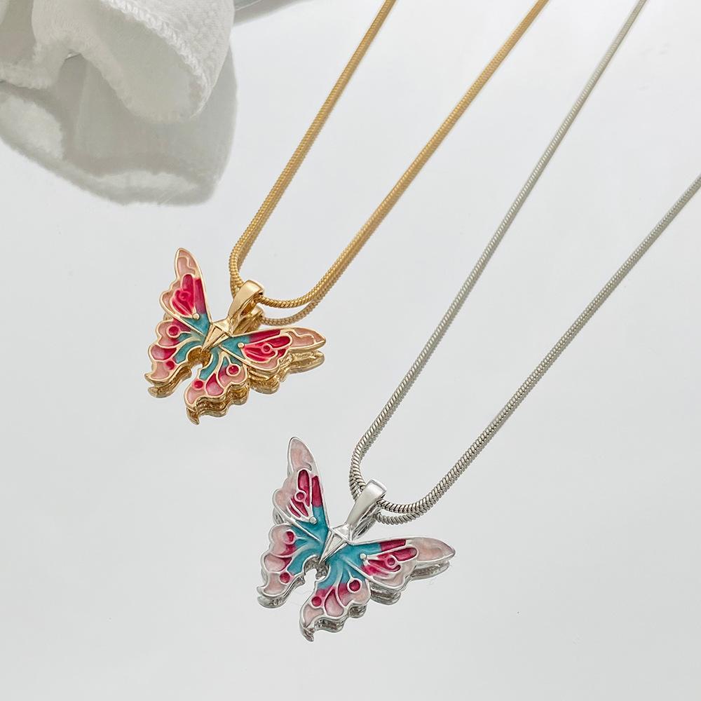 Barbie Princess Necklace Rainbow Fairy Dream Wonderland with the same clavicle chain ins Symphony Oil Drip Butterfly Necklace