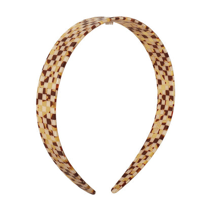 F4321 Internet celebrity checkerboard hair hoop wide-brimmed resin simple head hoop niche retro going out pressing hair headgear