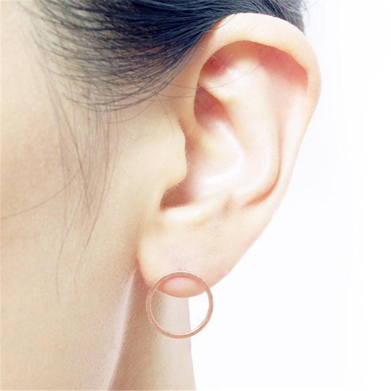 Popular Jewelry Minimalist Circle Stud Earrings Classic Versatile Electroplating Gold Color
