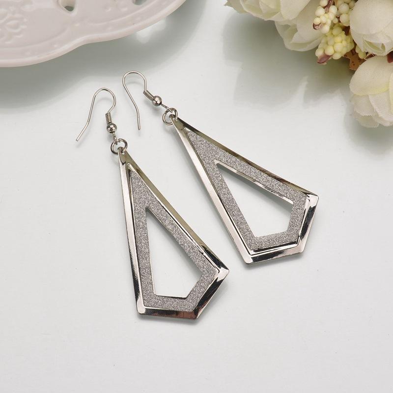 Exaggerated Frosted Long Earrings Exaggerated Personality Geometric Female Earrings