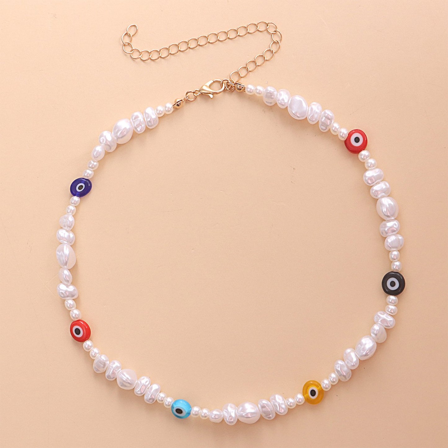Jewelry Irregular Shaped Pearl Eye Necklace Ladies Short Fashion Devil Eye Necklace