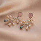 Temperament drop oil water drop resin pearl branch earrings small fresh pastoral forest series ladies earrings