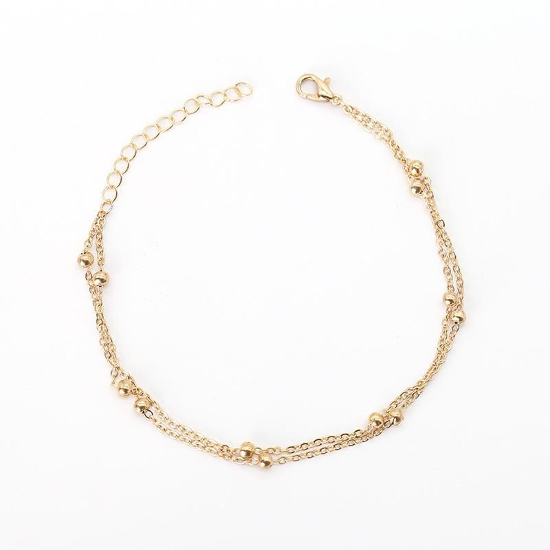 Fashion street shooting multi-layer copper bead ankle chain adjustable beach ankle ankle bracelet bracelet dual-purpose women's accessories