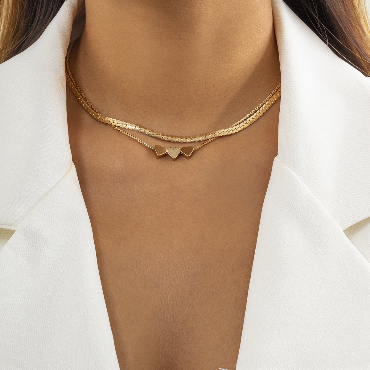 Jewelry Hip Hop Retro Metal Thin Chain Necklace Female Simple Versatile Heart Shaped Clavicle Necklace