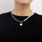 Jewelry stitching chain imitation pearl necklace love mother-of-pearl beaded necklace female clavicle chain light luxury feeling