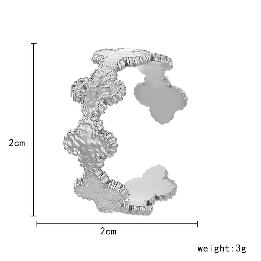 Personalized fashion stainless steel retro flower opening ring ins trend titanium steel hip-hop simple ring