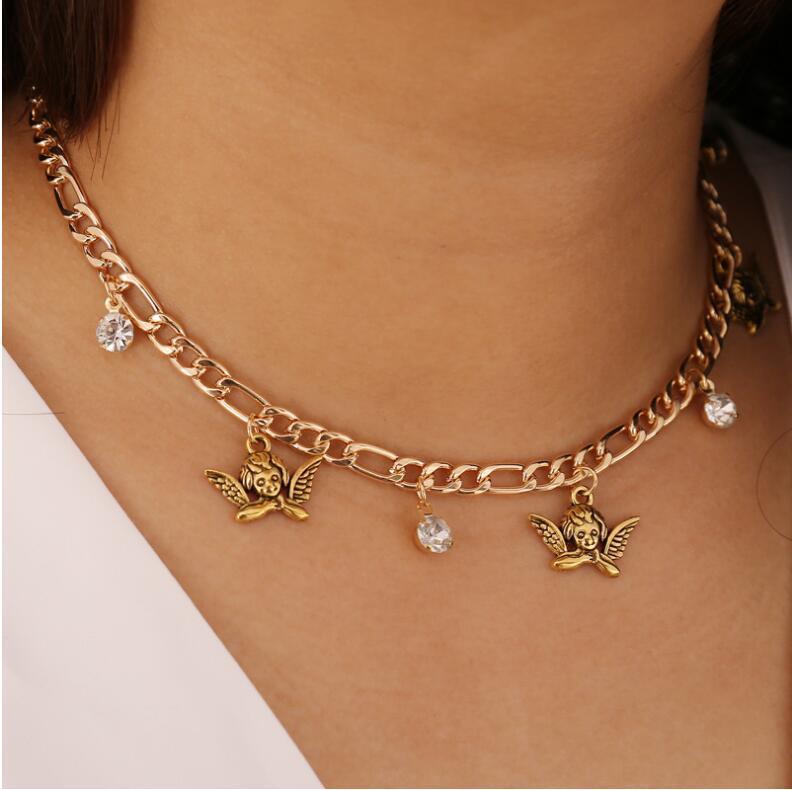Short Necklace Beautiful Little Angel Tears Water Drops Clavicle Chain Necklace Jewelry Female