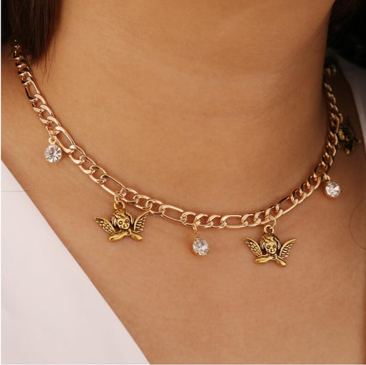 Short Necklace Beautiful Little Angel Tears Water Drops Clavicle Chain Necklace Jewelry Female