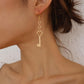 E1246 Personality Asymmetrical Long Earrings Niche Design Love Lock Earrings Elegant Temperament Earrings