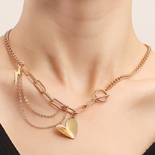 Jewelry Punk Clavicle Chain Ins Geometric Love Alloy Pendant Necklace Female