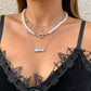 Jewelry Retro Mix and Match Imitation Pearl Chain Necklace Inlaid Rhinestone Letter Star Stacked Necklace Women