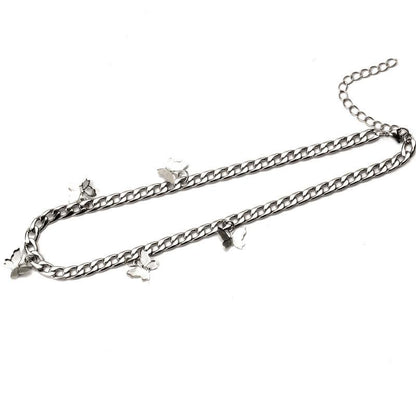 Ins multiple titanium steel butterfly necklace women's trendy temperament niche design indifferent collarbone chain