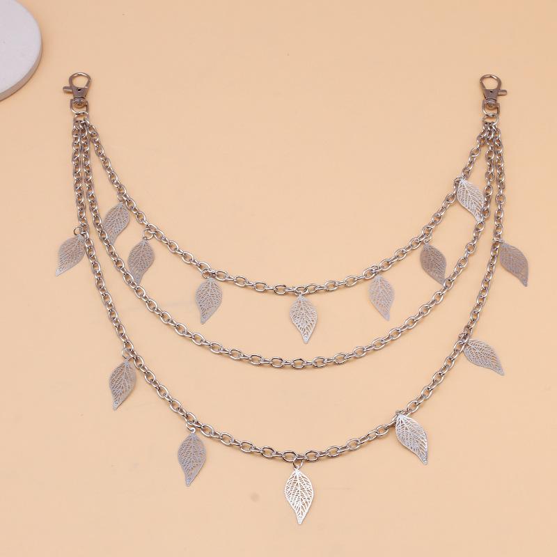 Jewelry Multilayer Fashion Retro Hollow Leaf Pants Chain Versatile Leaf Geometric Pendant Waist Chain