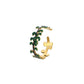Fashion personality color drop oil flower feather stainless steel ring love titanium steel open ring jewelry
