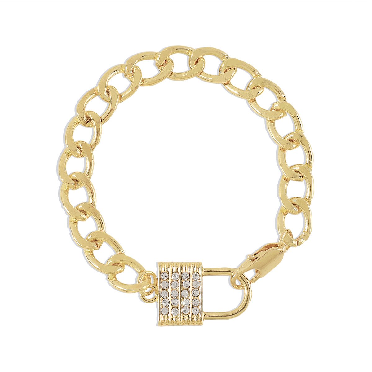 B1878 Minority diamond-encrusted bracelet with exaggerated personality, small chain lock, indifferent and simple hip-hop jewelry