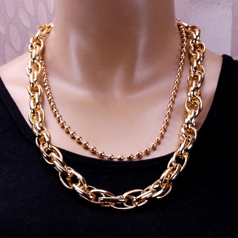 Jewelry Punk Street Shot Retro Bead Chain Necklace Simple Thick Chain Twisted Chain Set Necklace