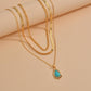 Vintage Resin Water Drop Pendant Necklace Fashion Multilayer Snake Chain Necklace Women Accessories